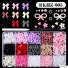 15Grids/box Mixed Resin Bowknot Nail Art Decorations 3D Acrylic Charms Kawaii Colorful Bow Rhinestone DIY Manicure Tools Parts
