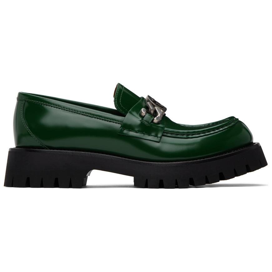 Gucci Лоферы из переплетенной кожи Мужские Зеленый Черный 752093 DS800 3154