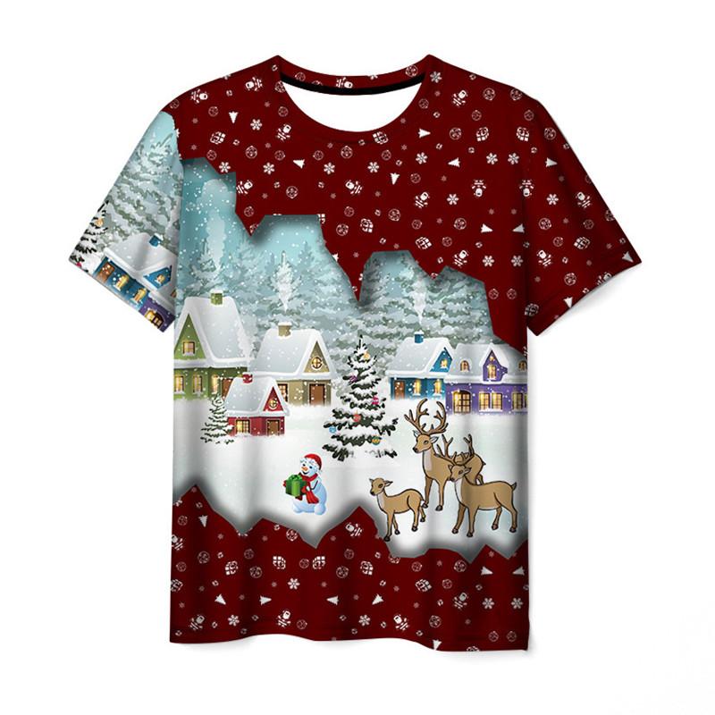 Новые трендовые забавные рождественские праздничные футболки с графическим принтом для унисекс, модные хип-хоп Фестиваль Харадзюку, подарок с круглым вырезом и коротким рукавом