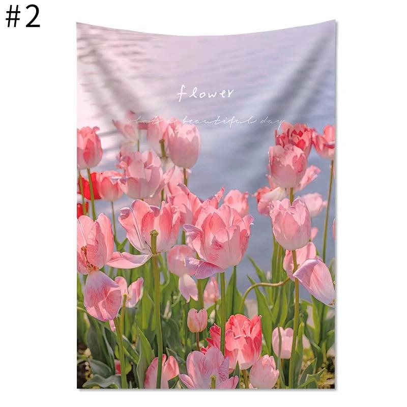 Tulip Floral Tapestry Natural Aesthetic Wall Decoration High-Quality Home Furnishing For Bedroom And Living Room