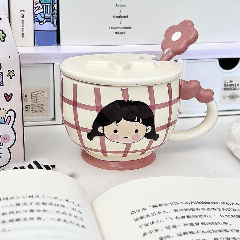 Кружка для питья для пар, высокая ценность, милая керамическая кружка с крышкой, офисная кружка для завтрака, подарок на день рождения