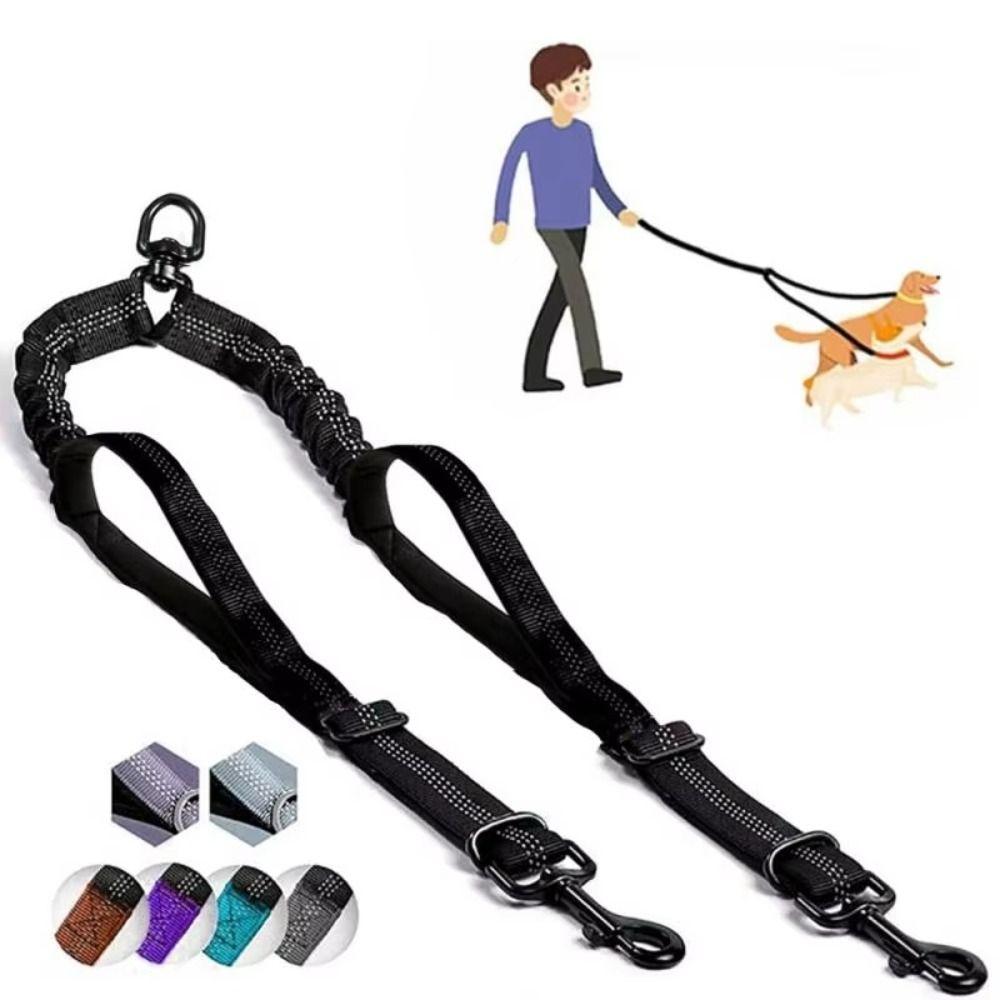 Shock Absorbing Dual Dog Leash No-Tangle Pet Walking Rope Two Dog Lead Rope Two Dogs Walking