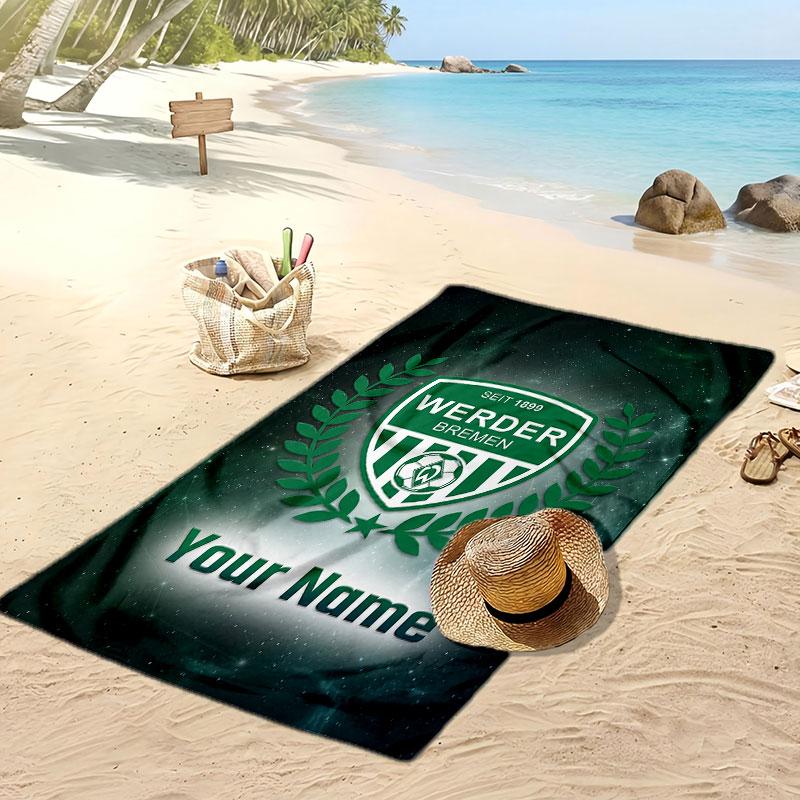 Werder Bremen FC Personalized Printed Beach Towel Soccer Logo Support Custom Name Text Absorbent Towel For Sport Travel Special Gift