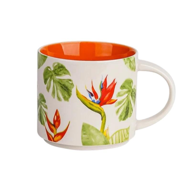 JUSTINLAU Ceramic Mug Cartoon Ice Cream Bear Flower Bird Water Cup Portable Breakfast Coffee Milk Oat Cups Home Office Drinkware