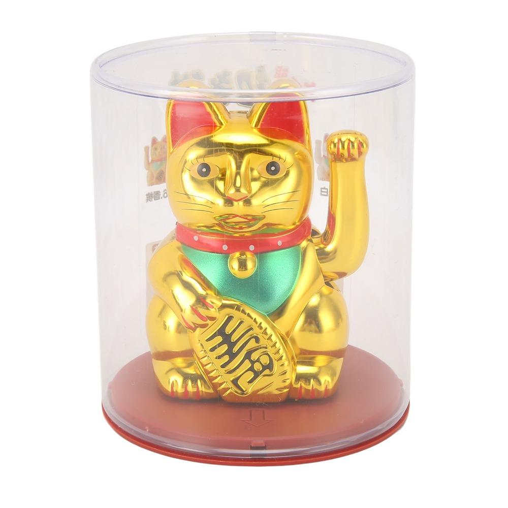 golden Feng Shui Fortune Cat 4in Home Auspicious Decor Store Opening Gift Car Interior Ornament