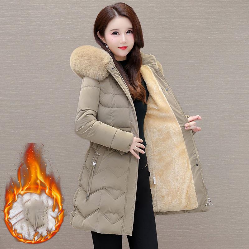 Женское хлопковое пальто зимнее пуховое парки с меховым воротником утолщенное теплое зимнее пальто с капюшоном на молнии женское пальто