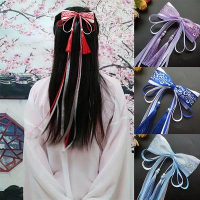 1 шт., аксессуары для волос Hanfu, заколка для волос с бантом, длинные ленты, головной убор, заколки для волос с китайским бантом