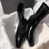 Модные французские сапоги на высоком каблуке Женские 2025 Осень и Зима Новые Квадратный носок Блочный каблук Эластичные Облегающие сапоги