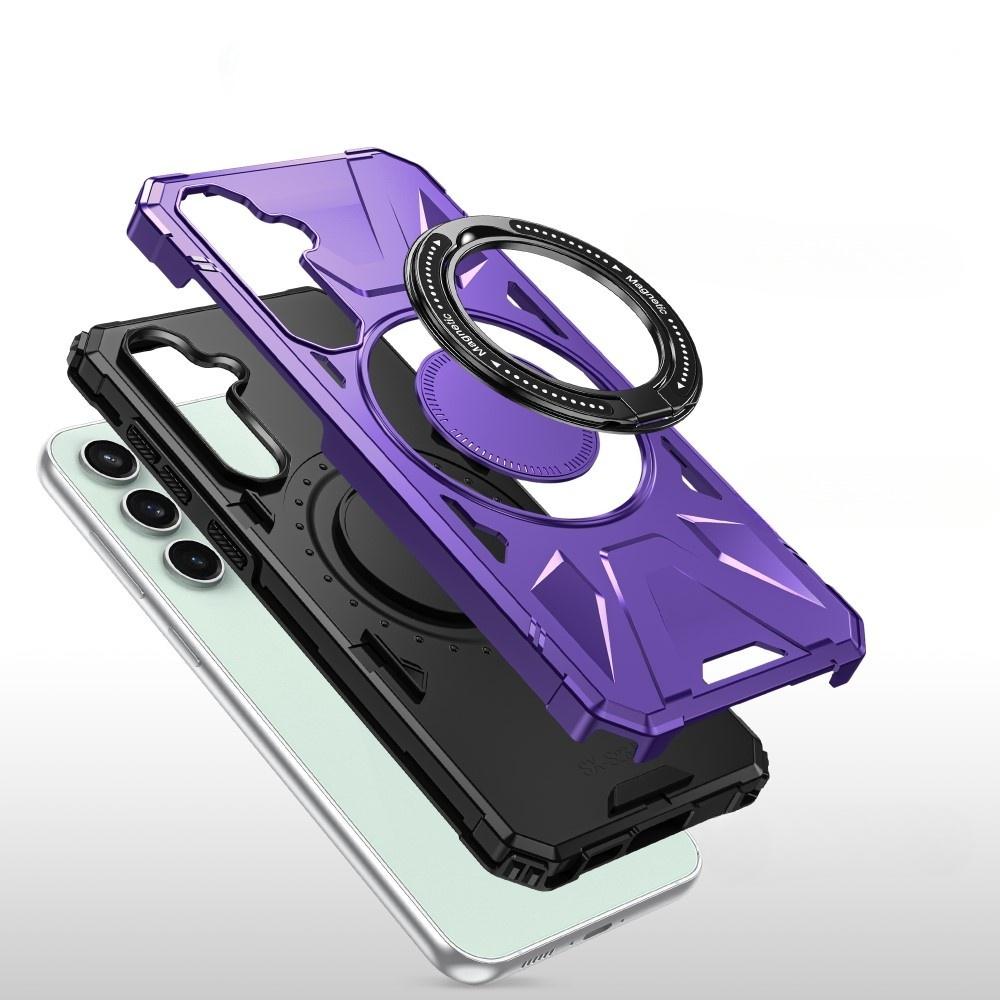 Case for Samsung Galaxy A15 5G, armored for MagSafe with stand, purple + 9H glass