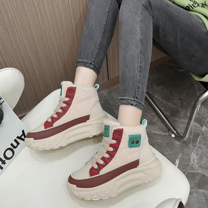Зимняя женская обувь, женские кроссовки на шнуровке, зимние ботильоны, непромокаемая теплая женская обувь на платформе