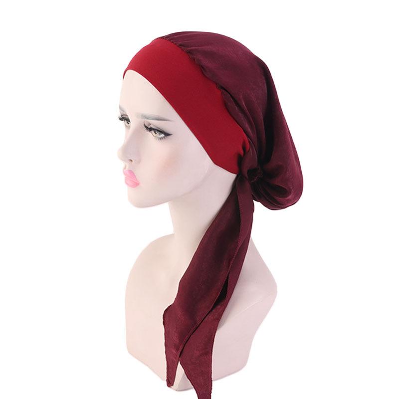 Women Cancer Head Scarf Chemo Hair Loss Hat Turban Pre-Tied Headwear Bandana