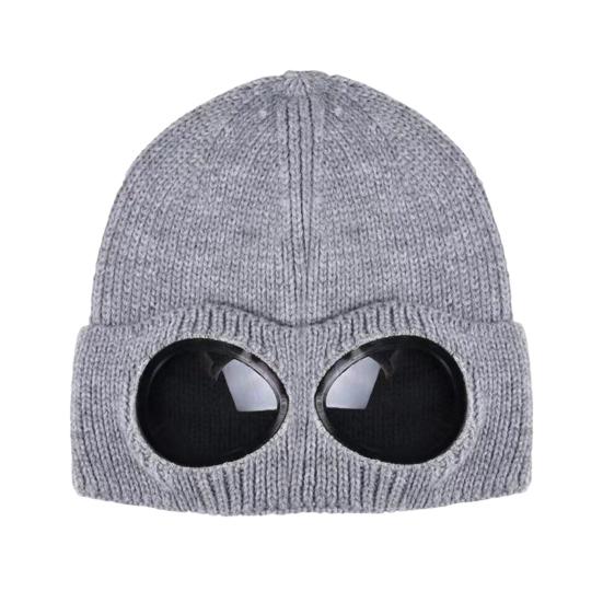 Вязаная шапка однотонная теплая вязаная шапка с декором в виде очков эластичная ветрозащитная зимняя шапка для улицы путешествий езды на велосипеде повседневная носка