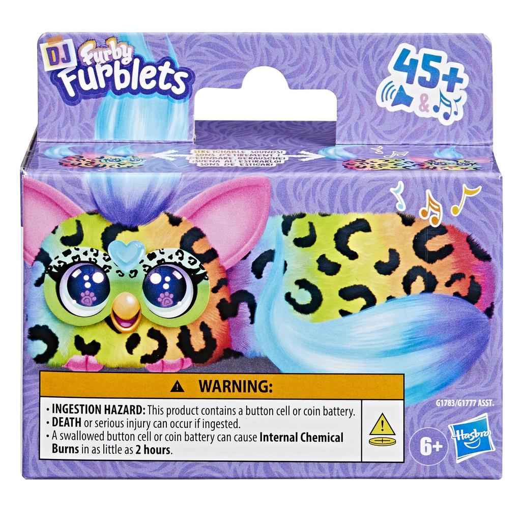 Hasbro Furby DJ Furblets Rainbow Cat Mini Powered Plush Toy with Expandable Sounds and for Ages 6 and Blue and Authentic Product Friend,