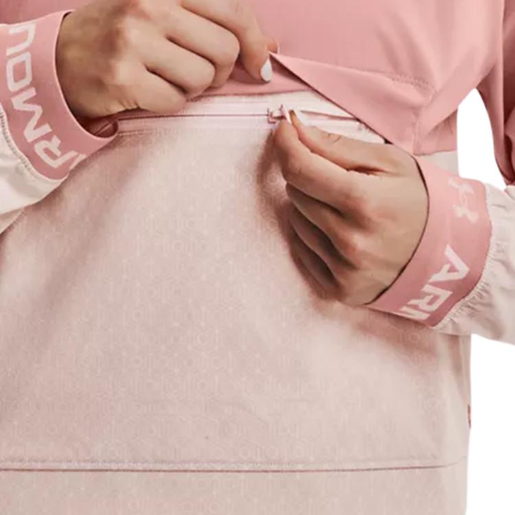 Under Armour Recover Двойная молния с цветными блоками Спортивная куртка с воротником-стойкой Женская куртка Глинисто-розовый 1357478-663