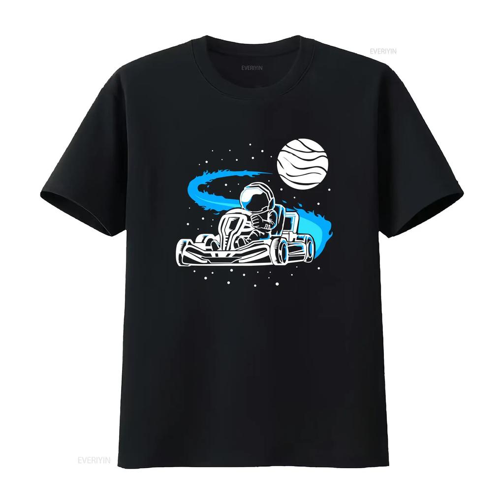 Cool Streetwear Space Skeleton Go Kart Racer Galaxy Planet Print T Shirt vintage Washed Slightly fashion homme Casual