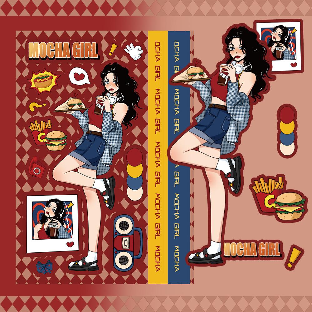 8 наклеек с персонажами Лоли Гёрл Гука для DIY ручного аккаунта, маленьких карточек, украшения мобильного чехла, корейский инс