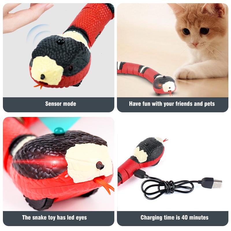 Smart Sensing Snake Interactive Cat Toys Automatic Cats Toys USB Charging Accessories Kitten Toys For Pet Dogs Game Play Toy