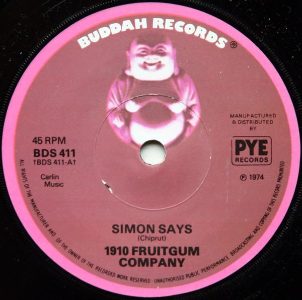 7-дюймовая пластинка 1910 FRUITGUM COMPANY - Simon Says BDS411 Buddah Records 1974 UK Рок Б/У