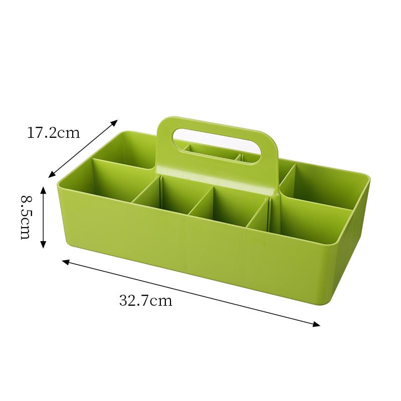 Desktop Cosmetic Organizer with Handle Multi Compartment Makeup Storage Box Plastic Stationery Caddy for Vanity Table Organizer