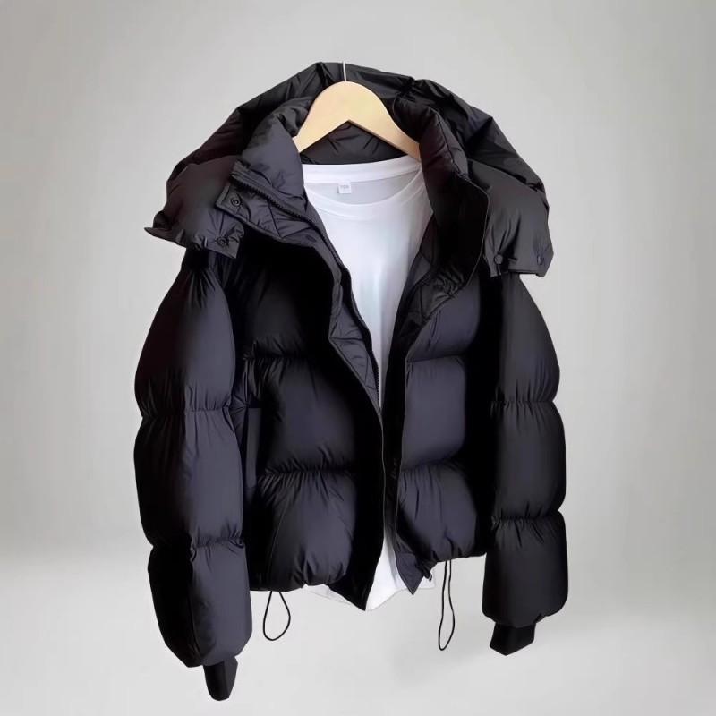 Womens Oversized Hooded Cotton Puffer Jacket 2026 Solid Color Casual Warm Coat Daily Wear