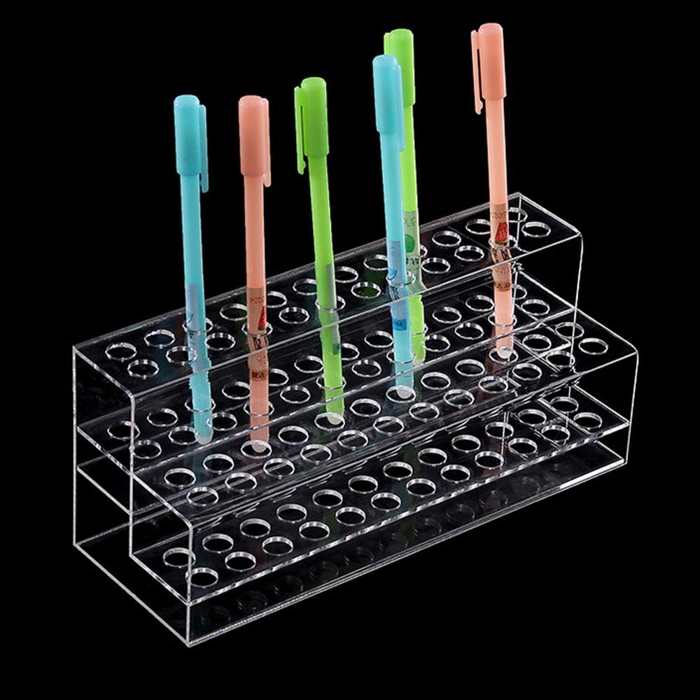 12/24/36/48 Holes Acrylic Pen Holder Clear Stationery Display Stand Beauty