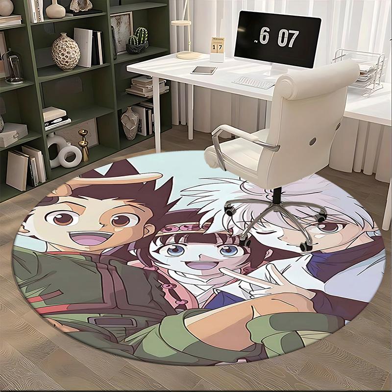 1pc Anime Cartoon Design Round Carpet Office Chair Mat, NonSlip Rug for Home Decor, Living Room