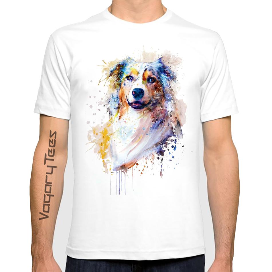 Футболка с принтом «Я люблю свою австралийскую овчарку» и портретом собаки, новая летняя модная мужская футболка с акварельной живописью, повседневная хипстерская футболка