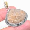 Fossil Coral Two Tone 925 Sterling Silver Jewelry Pendant 1.89" q6W18