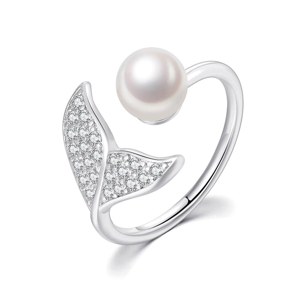 ZHOUYANG Mermaid Imitation Pearl Rings For Women Korean Fashion Zircon Gold Color Teen Girls Gift Jewelry Wholesale R203