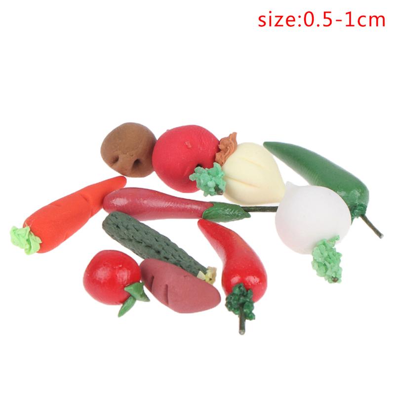 10Pcs/Set 1:12 Dollhouse Fruit Vegetables Carrot Tomato Radish Kitchen Decor Toy