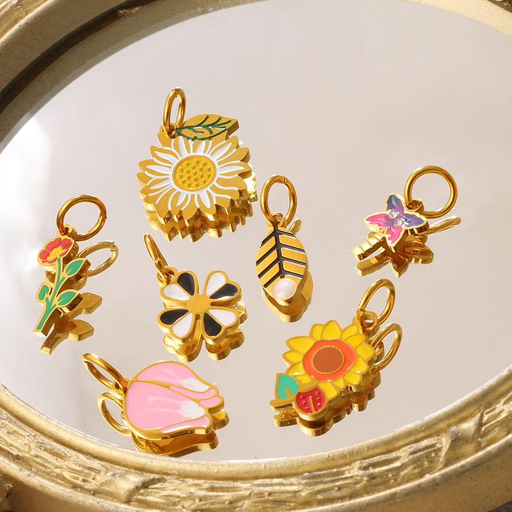 European and American Dripping Oil Small Fresh Plant Series Pendant Cactus Flower Bee DIY Versatile Jewelry Accessories 2026
