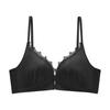 Light French satin front buckle underwear female sexy hollow back no steel ring small chest gathering top support bra set