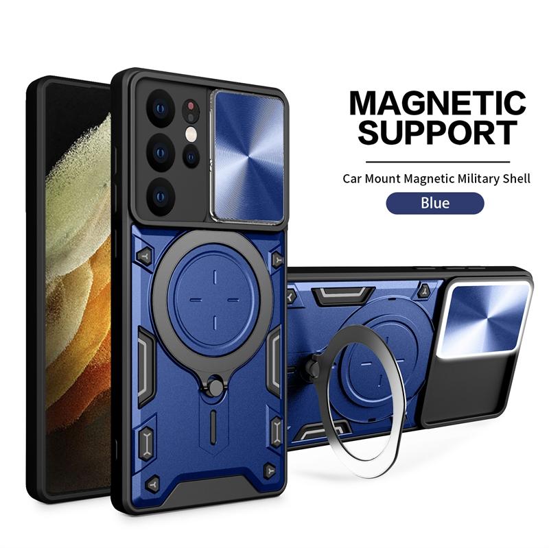 Для Samsung Galaxy S21 Ultra чехол Armor Магнитный держатель Кольцо Объектив Защитный чехол для телефона Samsung S20 S21 FE S21 + Plus задняя крышка