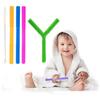 Baby Teething Straw, Silicone, Y-Shaped, for Ages 0+, Food-Friendly Silicone Toy, Helps Relieve Teething Pain, Protects Hands from Biting, Perfect