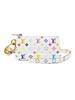 Louis Vuitton X Takashi Murakami Белый Трехцветный Классический Монограммный Холст Кожаная Отделка Ремешок для Телефона Кошелек для Монет Женский Стиль Белый