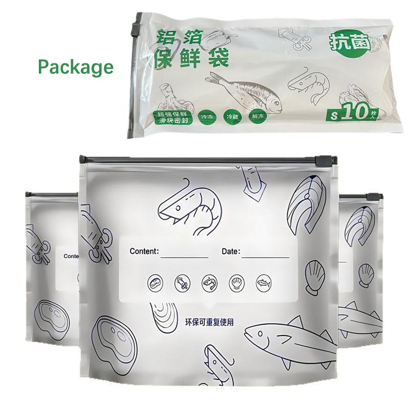 10 шт. Пакеты из алюминиевой фольги для сохранения свежести, самозаклеивающиеся, многоразовые упаковочные пакеты, светонепроницаемые, утолщенные пакеты для хранения продуктов, пакеты для хранения фруктов