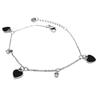 [Q2432] - Designer Steel Bracelet 'Love' Black Silver - Heart 7 Mm