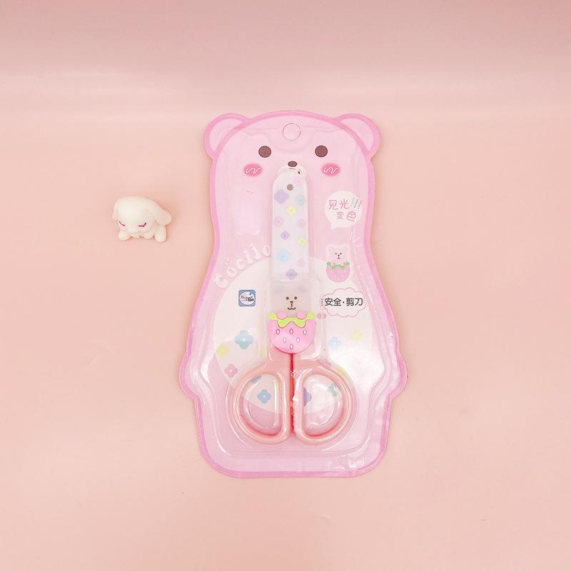 Милые ножницы с героями мультфильмов, корейские креативные безопасные ножницы с защитным чехлом для резки ножниц для бумаги, студенческие канцелярские ножницы