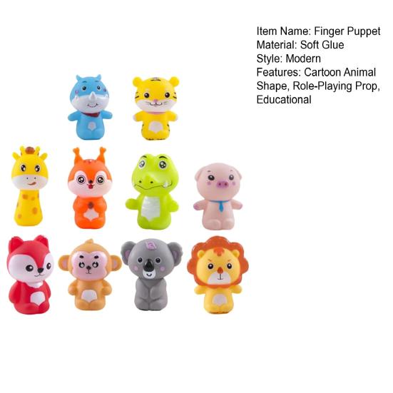 10 пальчиковых кукол-животных для малышей, развивающие игры и ролевые игры: лев, свинья, тигр, лиса, обезьяна, коала, жираф.