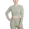 Sportswear Slim Fit Crew Neck Solid Color Pullover Long Sleeve Knit Top Women Tops Emerald-Horizon FZ1717370