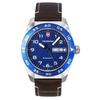 Swiss Army Кожаный ремешок Синий циферблат Кварцевые 242040 100М Мужские часы