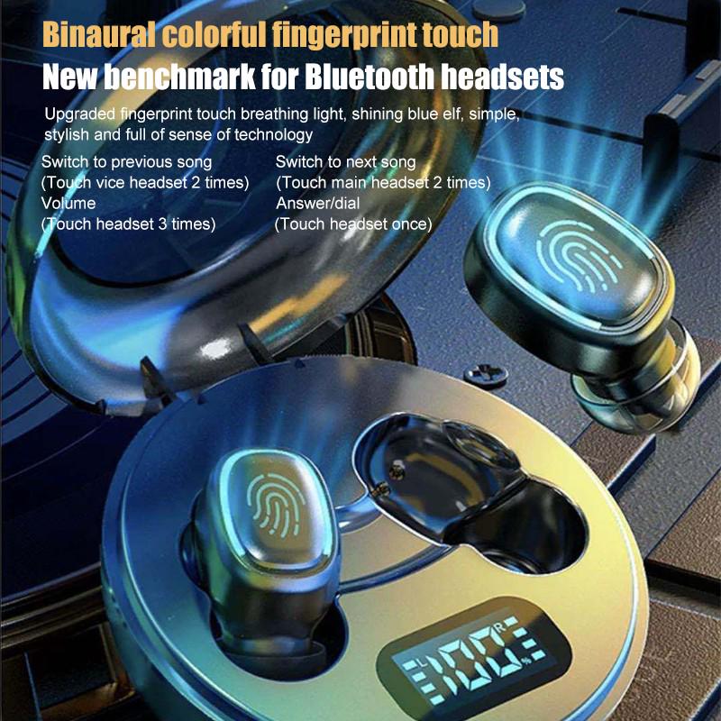 Беспроводные наушники Bluetooth 5.0, сенсорная гарнитура с отпечатками пальцев и легкими наушниками с цифровым дисплеем Aurora