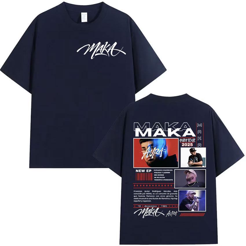 Maka Aura Tour 2025 Album Print T Shirts Mens Hip Hop Retro Style Short Sleeve Tshirt Rap Unisex Gothic Clothing Cotton Tshirt