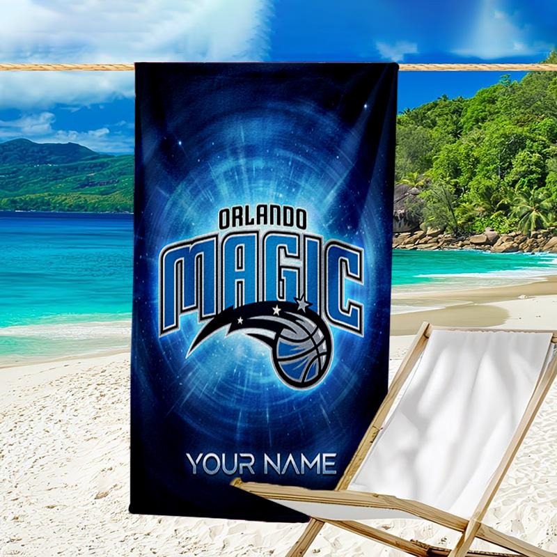 Custom Name Beach Towel basketball Orlando Logo Beach Towel, Soft Microfiber, Gift for Her/Him, Birthday, for Pool, Beach, Travel, Fan gifts