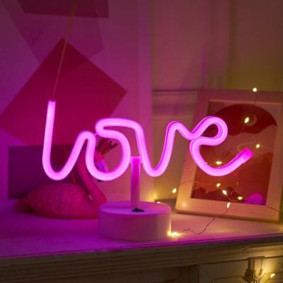 Неоновые вывески LOVE с основанием, светодиодный ночник, романтическая атмосфера, настенный светильник, для влюбленных, свадьбы, дня рождения, вечеринки, рождественского декора
