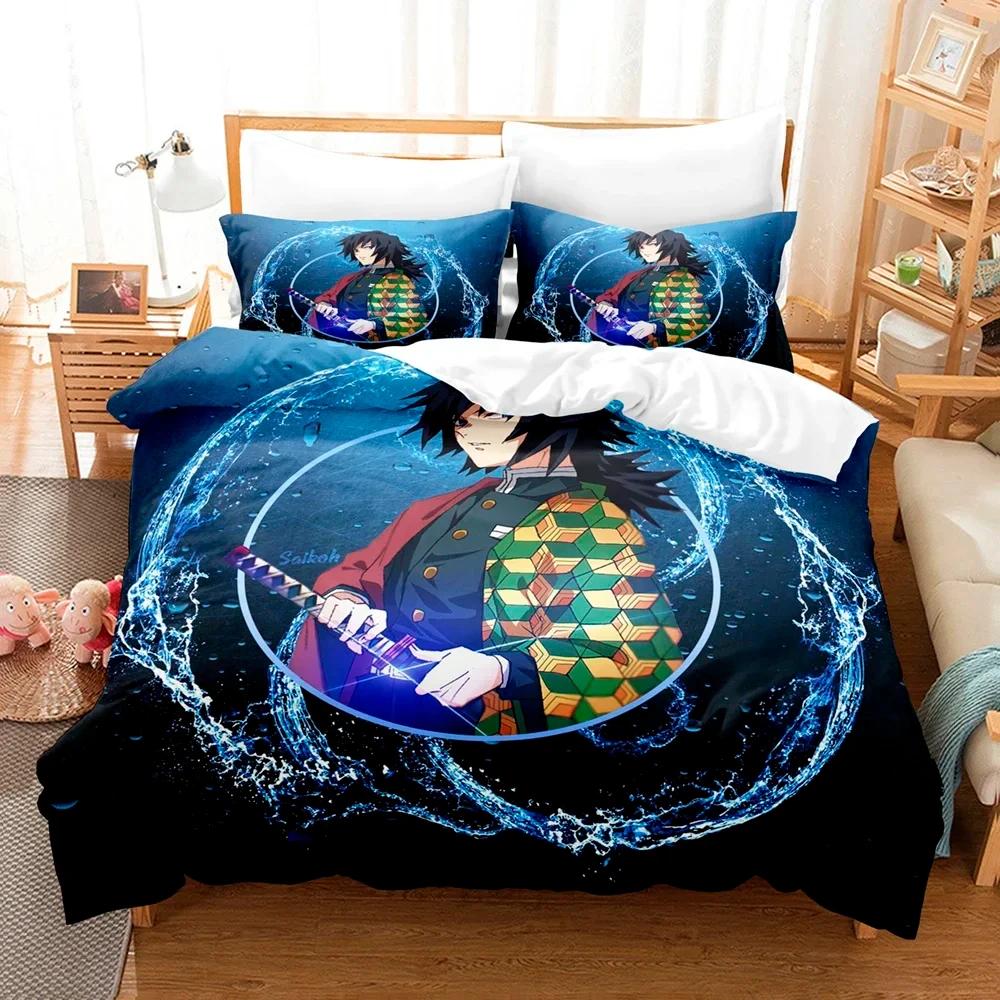 Demon Slayer 3d Bedding Set Anime Duvet Cover Pillowcases Single Twin Full Queen King Size Boys Girls Boys Gift Home Decor