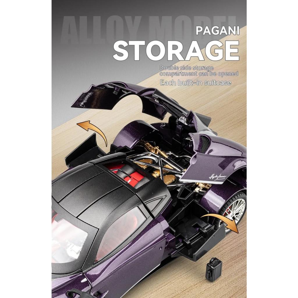 Модель спортивного автомобиля Pagani Huayra Dinastia в масштабе 1/18, литой металлический, модель гоночного автомобиля, симуляция звука и света, детская игрушка, подарок