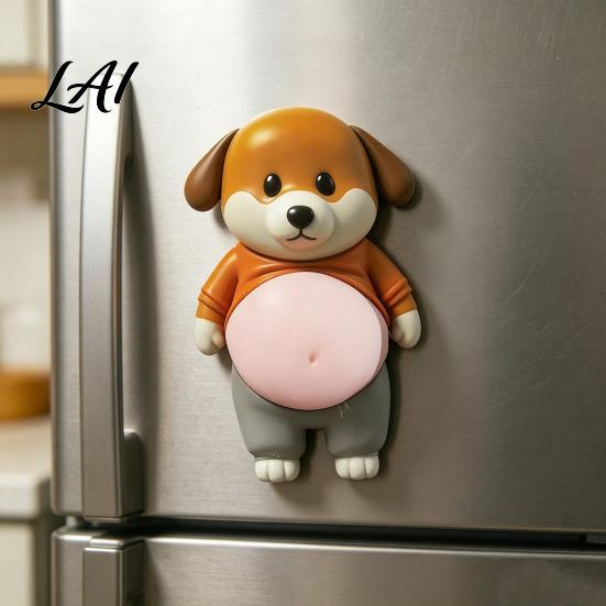 Anxiety Relief Belly Sticker 1 Pair 3D Dog Anti-collision Stress Elastic Tummy Decal Cartoon Puppy Fat Animal Buffer