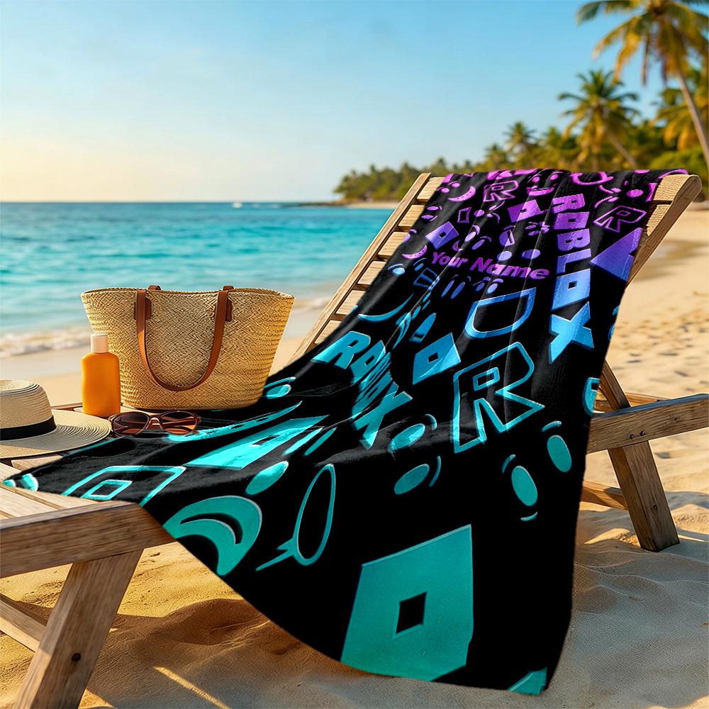 Roblox Customize Text Beach Towel Super Soft Absorbent Suitable for Sports Travel Swimming Yoga Bathroom Beach And Pool