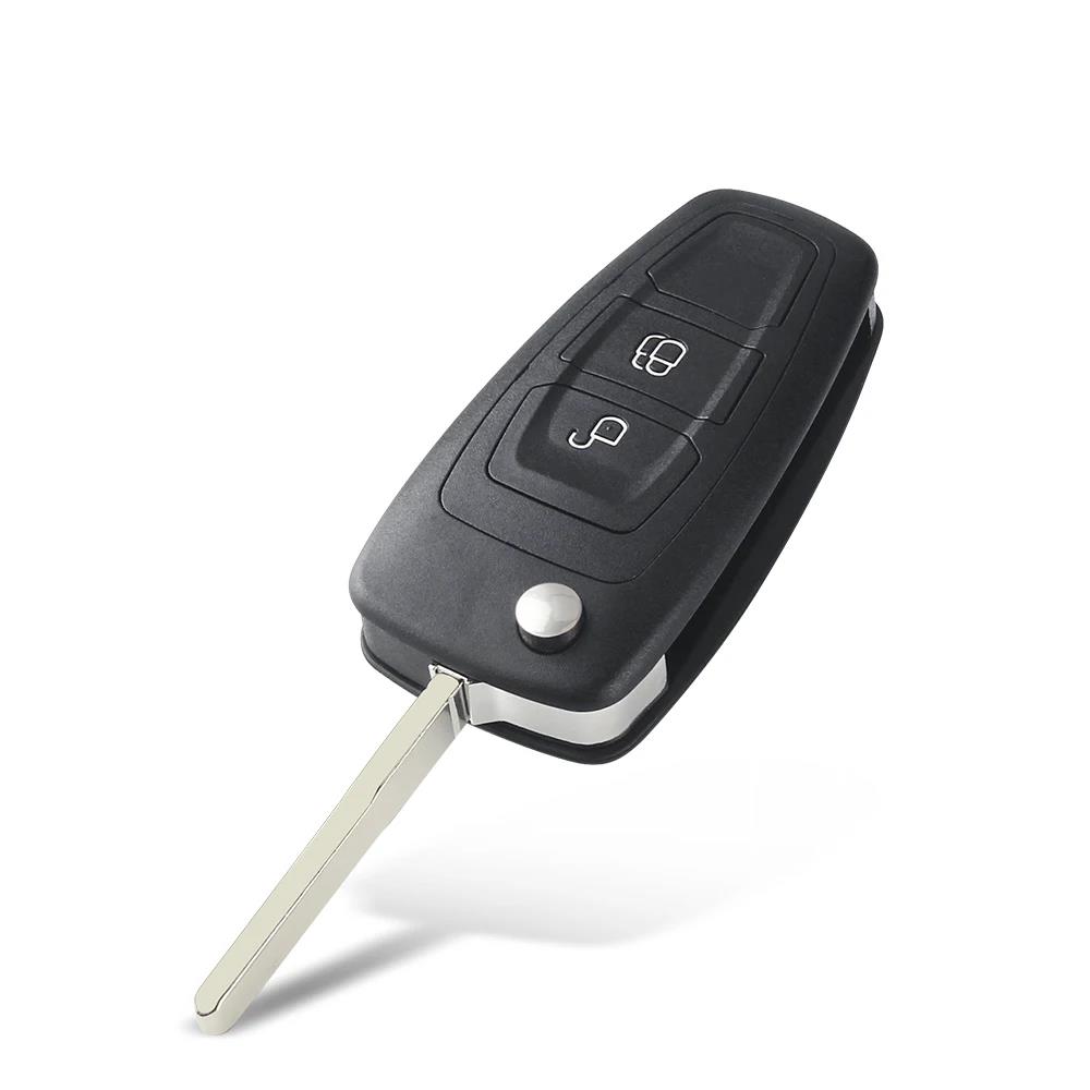 KEYYOU New 3 Buttons For Ford Focus Fiesta 2013 Fob Case with HU101/FO21 Blade Flip Folding Remote Key Shell Fob Case